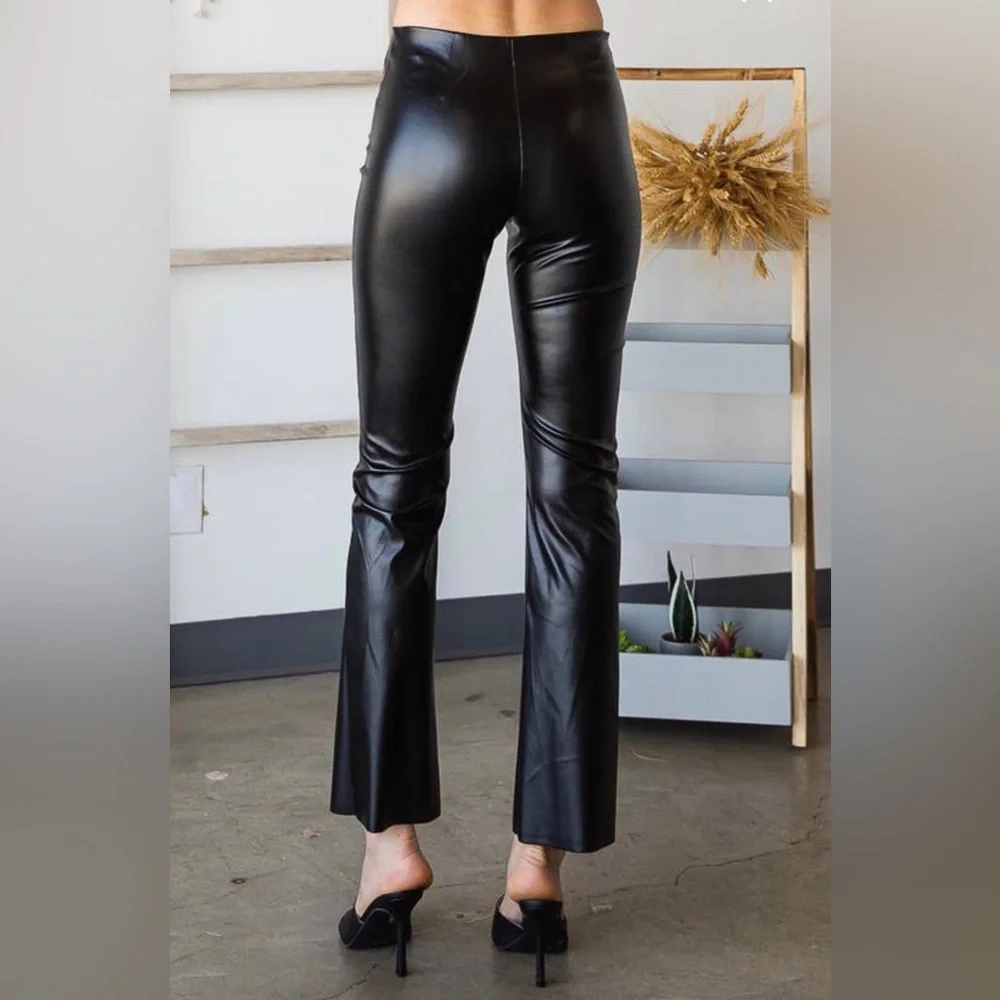 Dani Faux Leather Split Hem Pant - Picture 6 of 8